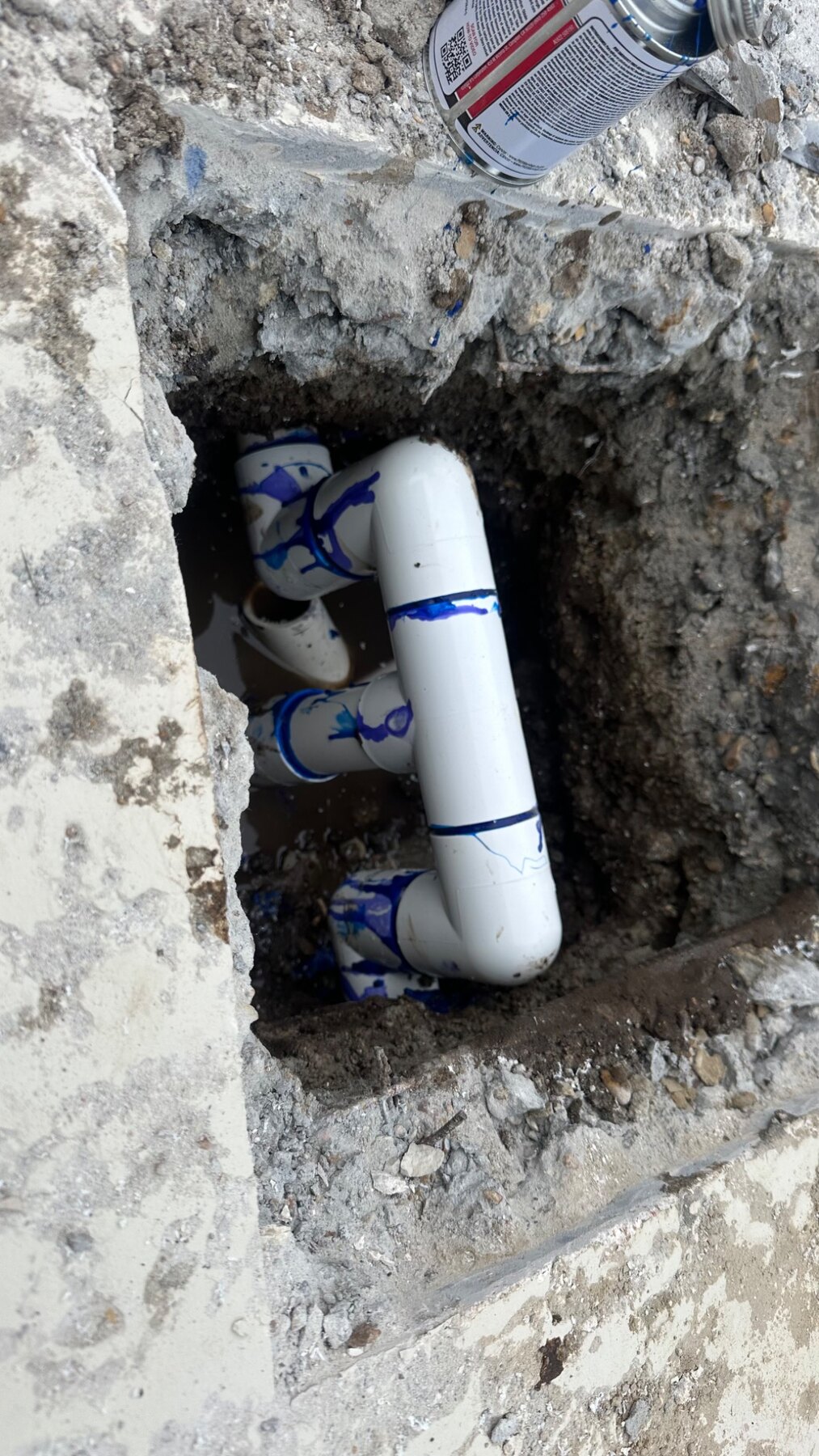 Pool return-line plumbing rebuilt with new PVC fittings